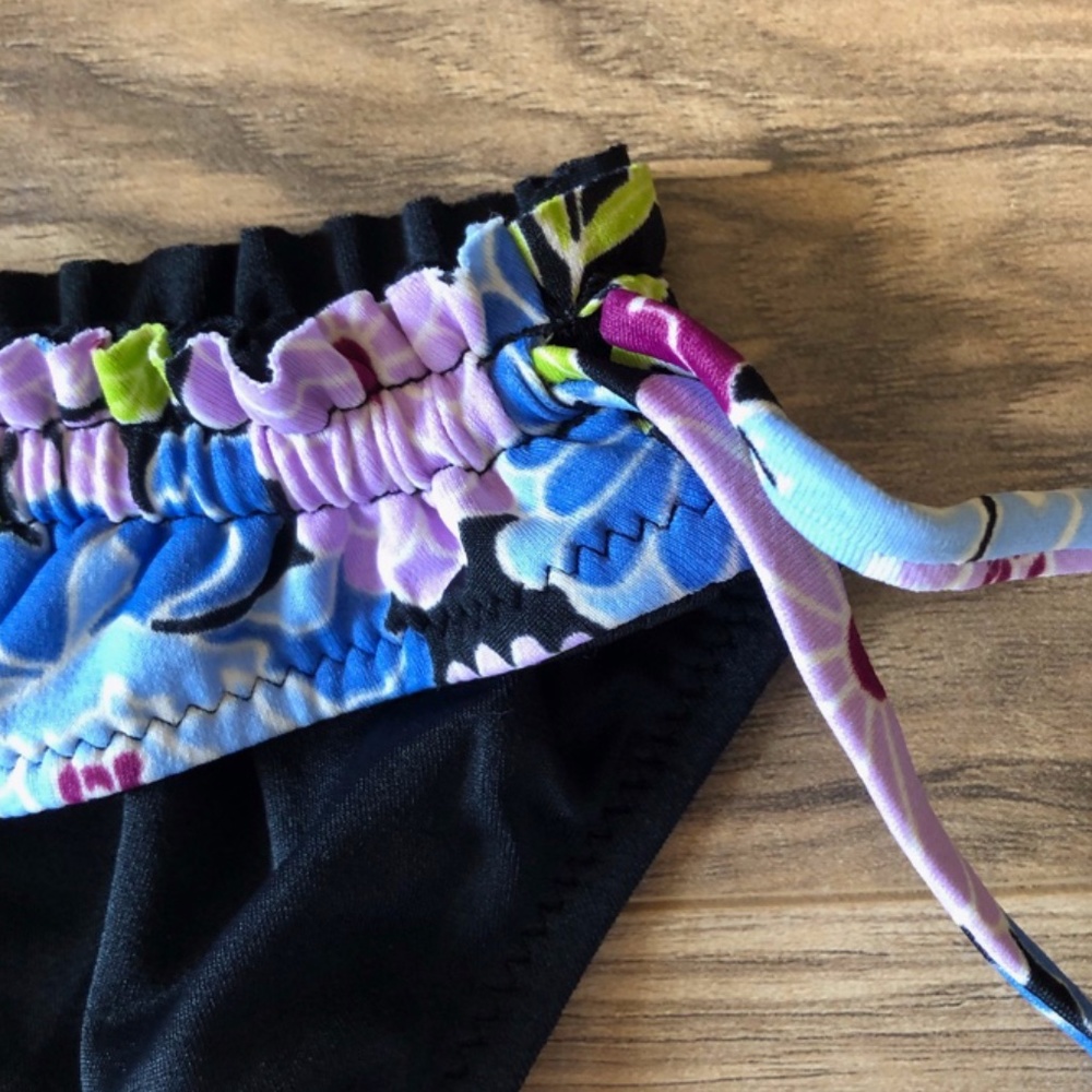 J. Crew Black Floral Bandeau Bikini M - Picture 4 of 6